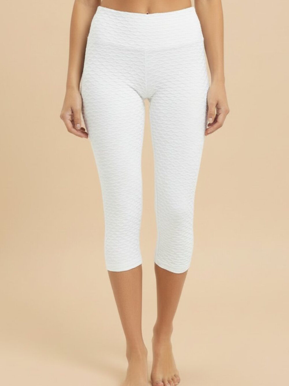Women's White Textured Capri Leggings BBrazil BNWT